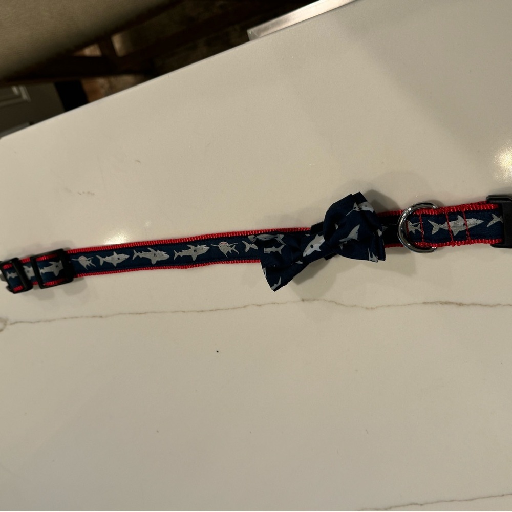 Shark Print bowtie dog collar